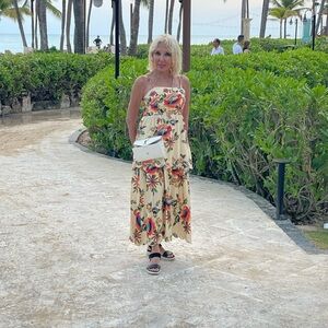 Tropical Floral Strapless Dress